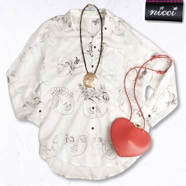 Embroidered face oversized shirt
