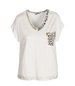 Animal print pocket foil detail top