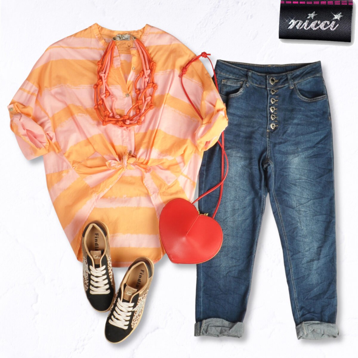 Front knot stripe shirt