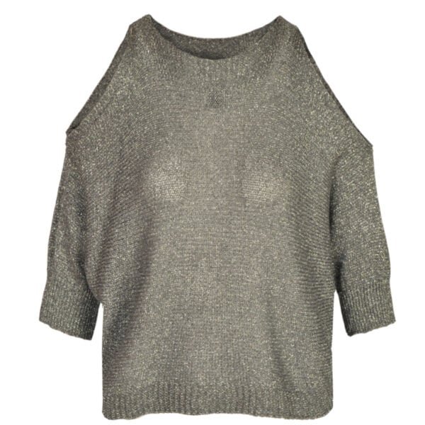 Cold shoulder lurex knit top