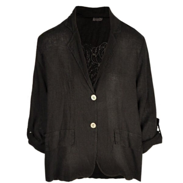 Sequin heart linen jacket