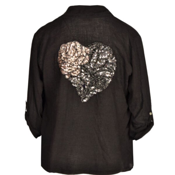 Sequin heart linen jacket
