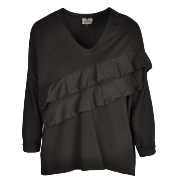 2-Textured asymmetrical frill top