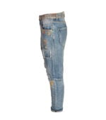 Brocade rose print patch jeans