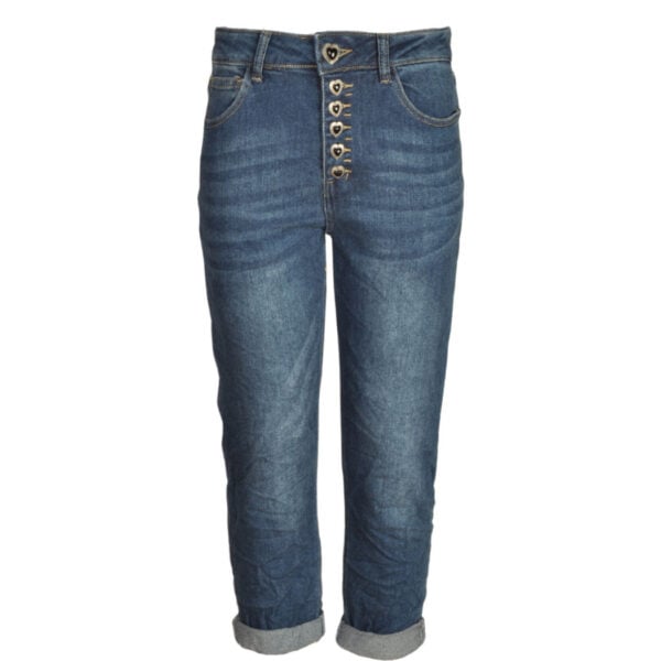 Heart button denim jeans