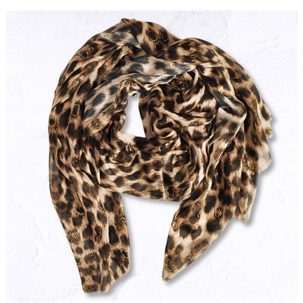 Gold foil leopard print scarf