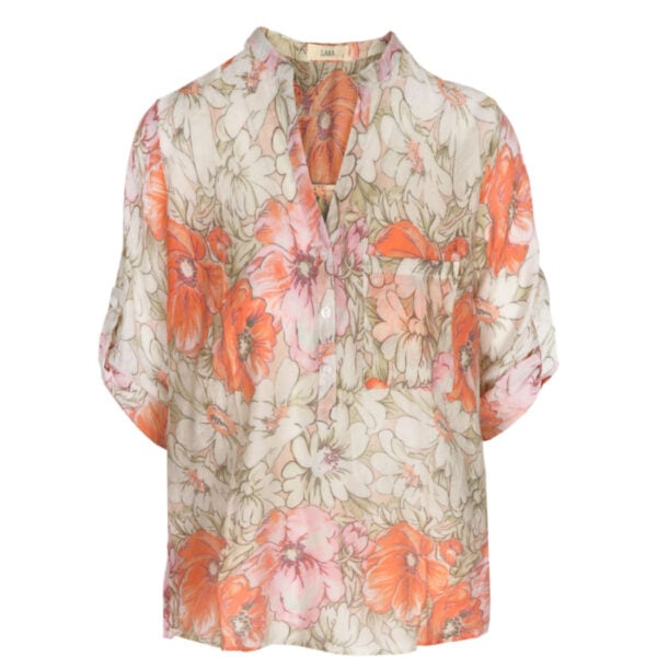 Flower print placket shirt
