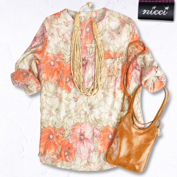 Flower print placket shirt