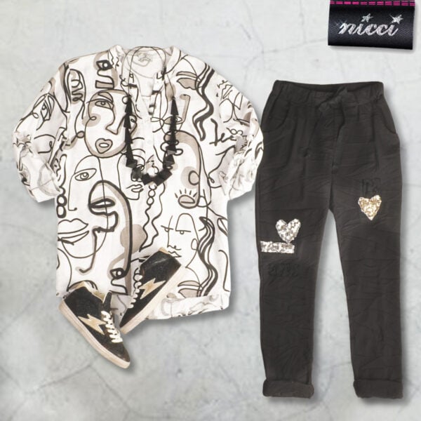 Face print oversized top