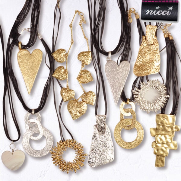 Textured circle multi string necklace