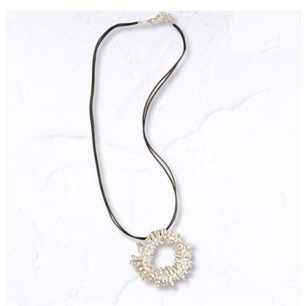 Textured circle multi string necklace