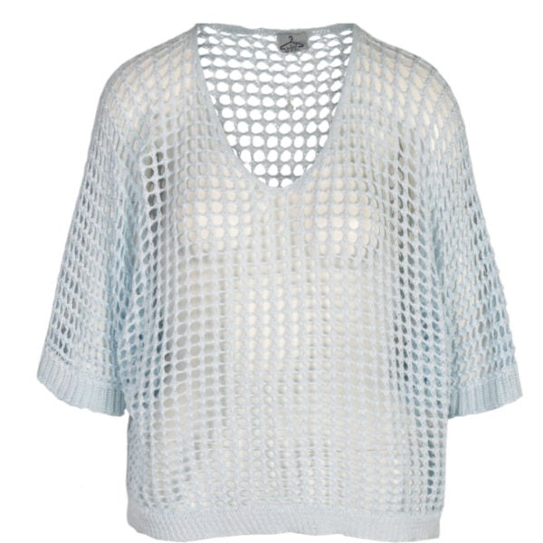 Overdyed holey knit top