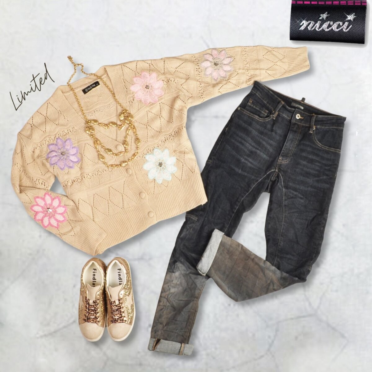 Embroidered flower cardi