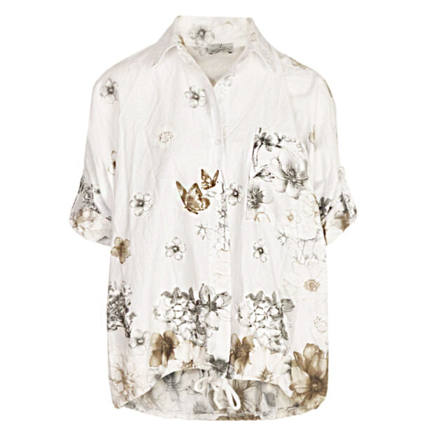 Floral border drawstring top