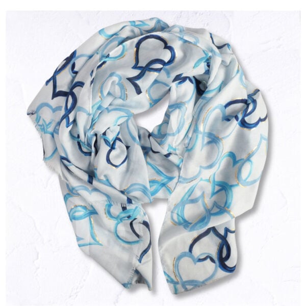 Multi heart foil print scarf