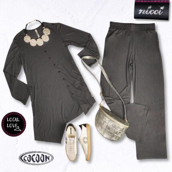 Cocoon Graphite George button top