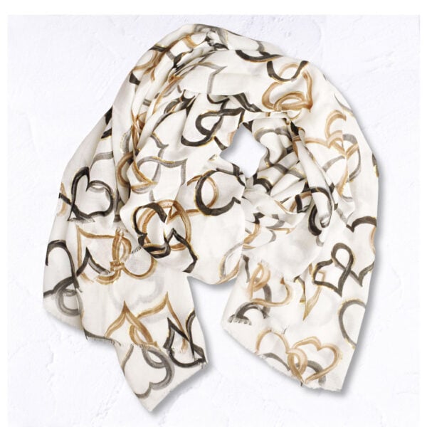 Multi heart foil print scarf