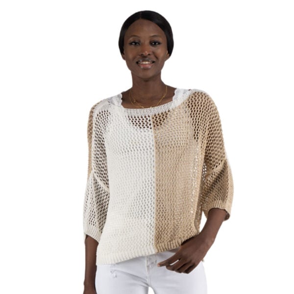 2-Tone lurex boxy knit top