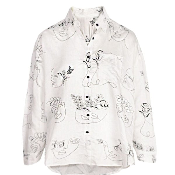 Embroidered face oversized shirt