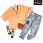 Brocade rose print patch jeans