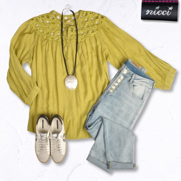 Lattice detail long sleeve top