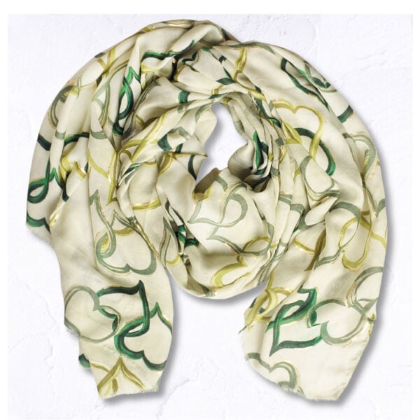 Multi heart foil print scarf