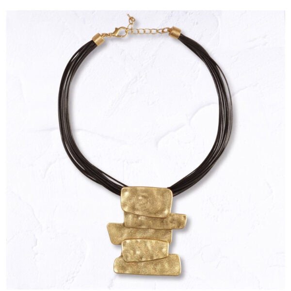 Multi string block necklace