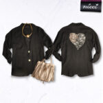 Sequin heart linen jacket