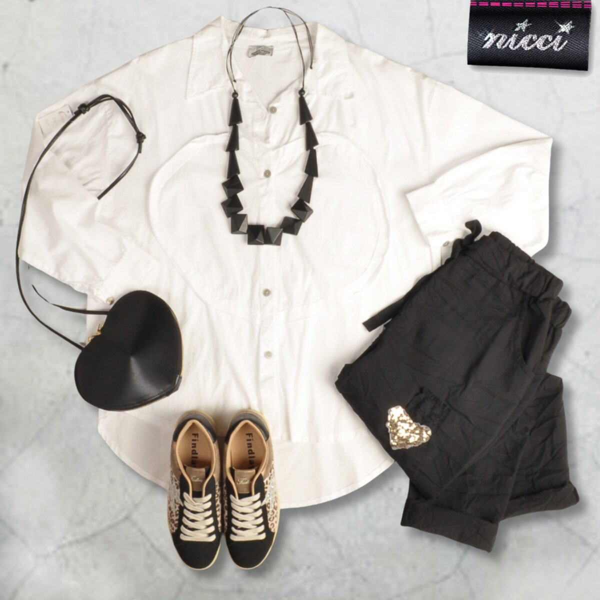 Heart detail oversized hi-lo shirt 