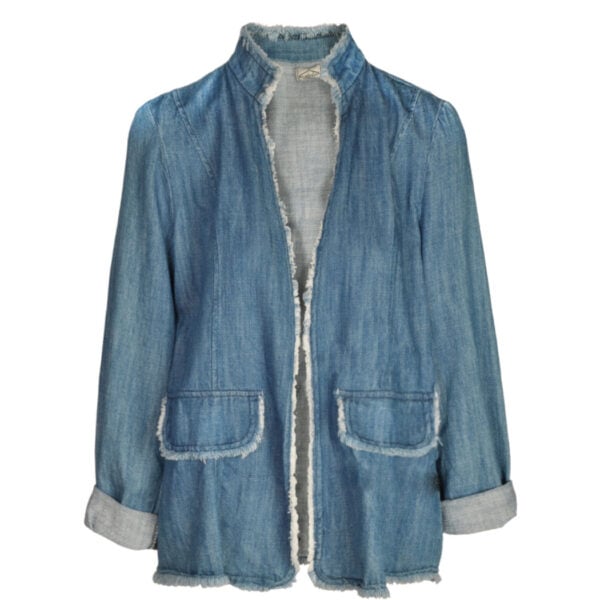 Frayed denim blazer 