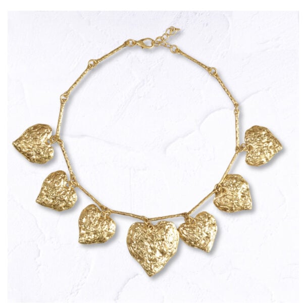 Textured multi heart necklace