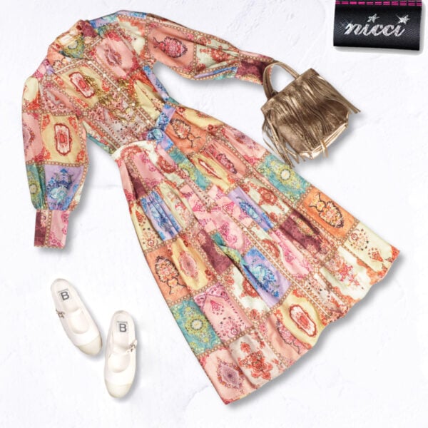 Persian square print dress