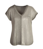 Overdyed lurex trim shimmer knit top