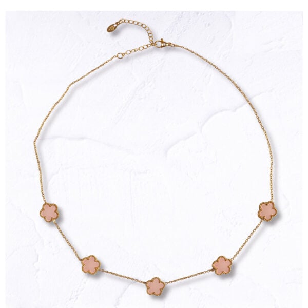 Multi flower gold chain necklace
