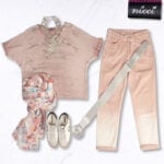 Overdyed gold foil print top