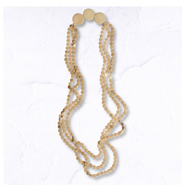 Mini wooden disc multi string necklace