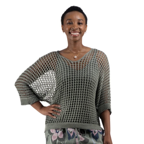 Overdyed holey knit top