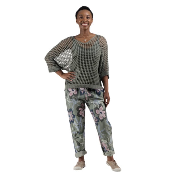 Overdyed holey knit top