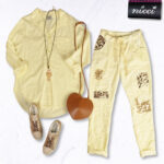 Animal print sequin patch pants