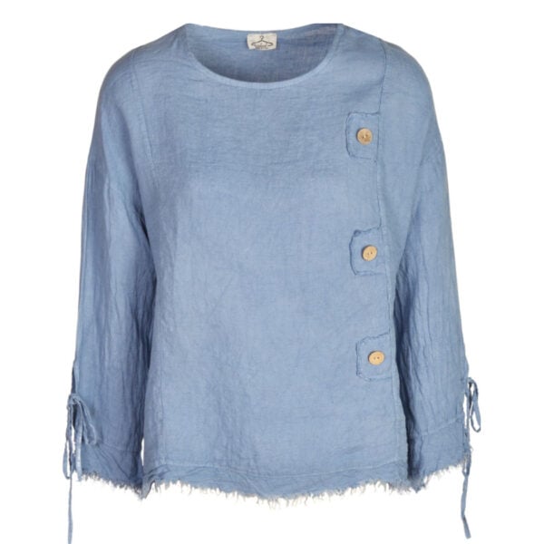 100% Linen button detail top