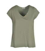 Button detail raw-edge t-shirt