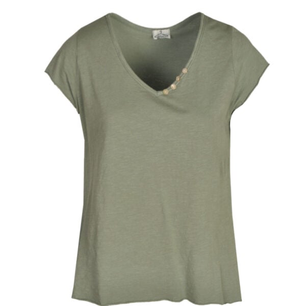 Button detail raw-edge t-shirt