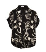 Hi-lo embroidered leaf shirt