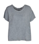 Back button hi-lo linen top