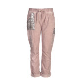 Overdyed sequin diamante patch pants