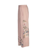 100% Linen floral patch wide leg pants
