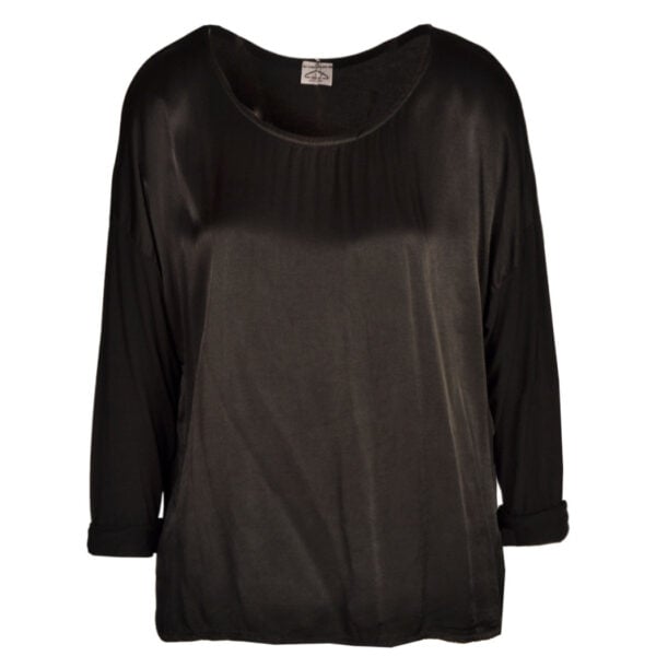 2-Textured long sleeve silky top