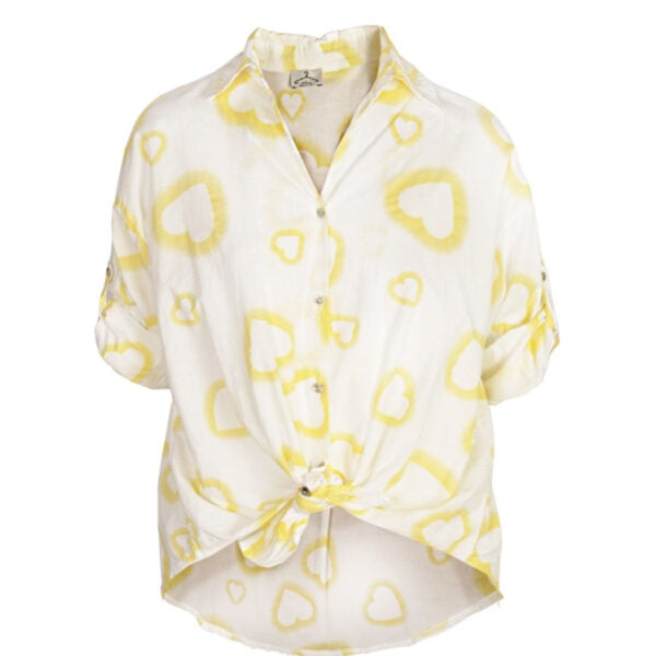 Multi heart print hi-lo shirt