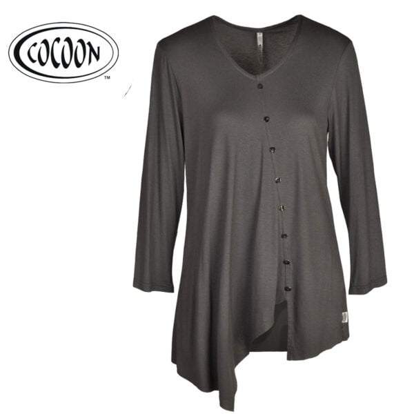 Cocoon Graphite George button top