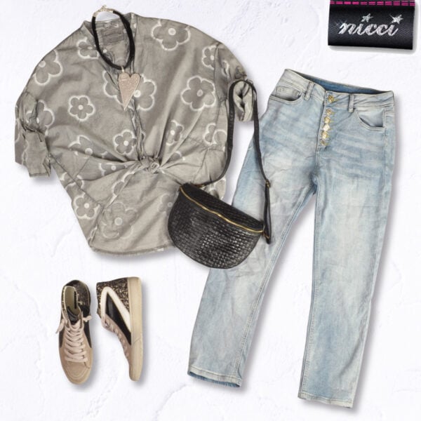 Multi daisy print hi-lo shirt